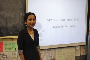 Tasneema Sultana before her oral presentation
