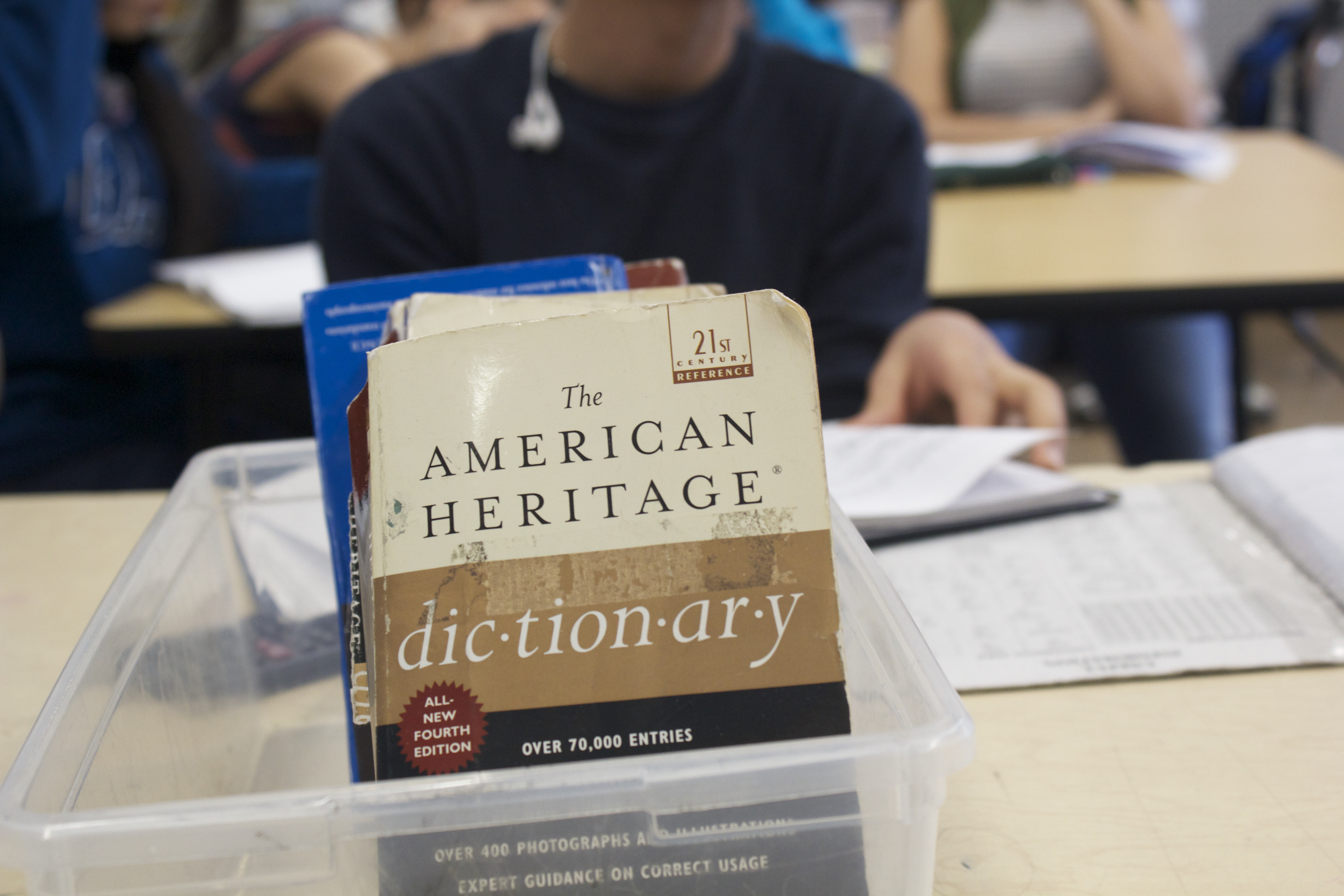 Dictionaries are a common sight in math classrooms at International Community High School in the South Bronx where every student is a new immigrant who has been in the U.S. for four years or less.